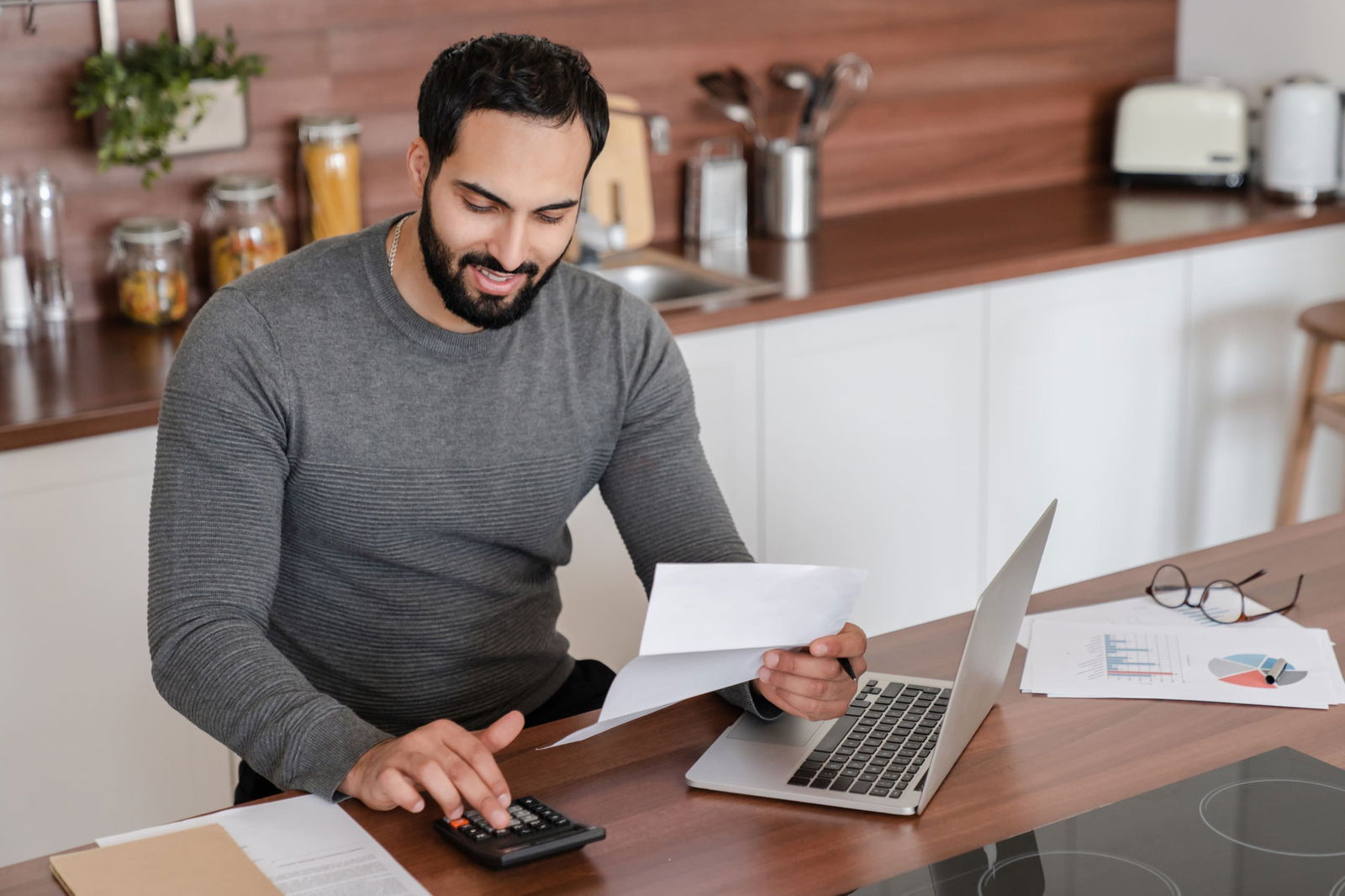 A business owner filing taxes